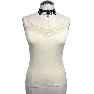 Y2K Style Cotton Coquette Cottage Core Grunge Bella Swan Lace Bow Soft Tank Top